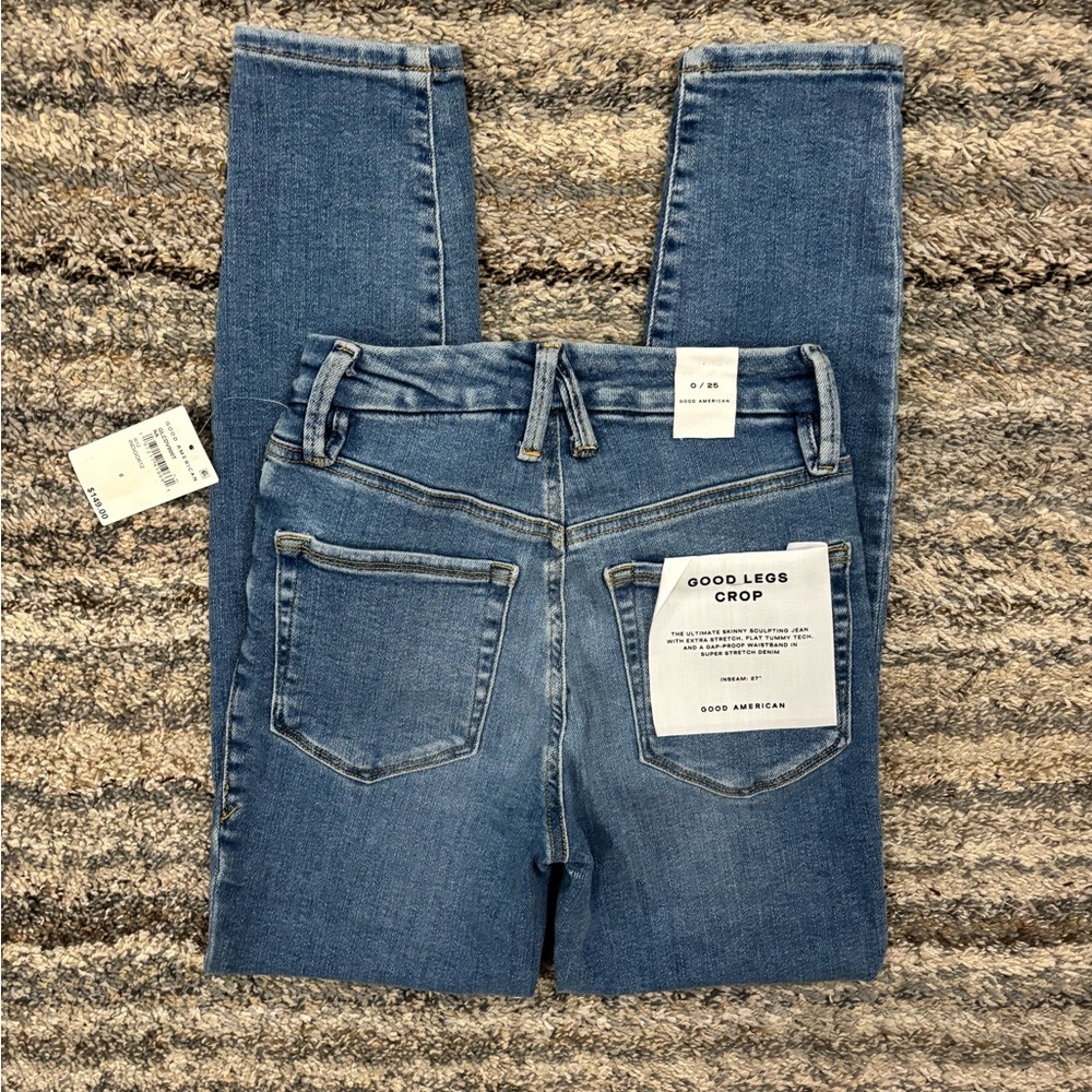 Good American Good Legs Crop Skinny Jeans Sz 0/25 NWT | Good American Skinny - - Picture 9 of 13
